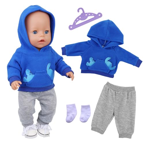 Xerteam 4 Stück Süßes Puppenkleidung für 14-18 Zoll Baby Puppen, 35-45cm BabyPuppenkleidung Outfits Blauer Welpenhoodie Hose Socken Kleiderbügel, 43cm Neue Puppenkleidung Zubehör Geschenke für Kinder Xerteam 4 Stück Süßes Puppenkleidung für 14-18 Zoll Baby Puppen, 35-45cm BabyPuppenkleidung Outfits Blauer Welpenhoodie Hose Socken Kleiderbügel, 43cm Neue Puppenkleidung Zubehör Geschenke für Kinder von Xerteam
