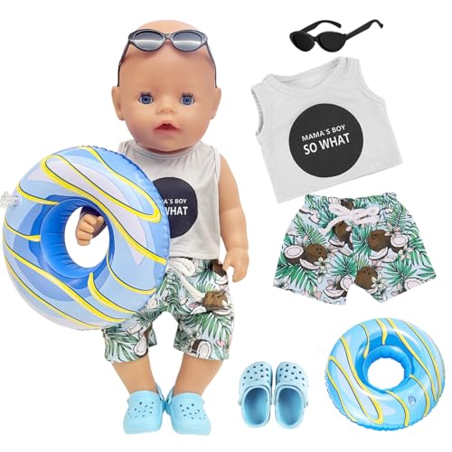 Schwimm-Set für 14-18 Zoll Puppen, 5 Stück Badeanzug Puppen 35-45cm Baby Puppen Kleidung Outfits mit Badeanzug Badehose Schwimmring Sonnenbrille Schuhe Schwimm Puppenkleidung 43cm Geschenke für Kinder Schwimm-Set für 14-18 Zoll Puppen, 5 Stück Badeanzug Puppen 35-45cm Baby Puppen Kleidung Outfits mit Badeanzug Badehose Schwimmring Sonnenbrille Schuhe Schwimm Puppenkleidung 43cm Geschenke für Kinder von Xerteam