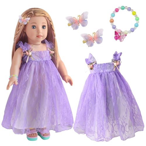 14-18 Inch Babypuppenkleidung, 35-45cm Lila Puppenkleidung mit Schmetterlingsarmband Haarnadel, Sommer Outfit für 43cm Puppen, Bestes Babypuppen Kleidung Geschenk Weihnachten Kindertag Karneval 14-18 Inch Babypuppenkleidung, 35-45cm Lila Puppenkleidung mit Schmetterlingsarmband Haarnadel, Sommer Outfit für 43cm Puppen, Bestes Babypuppen Kleidung Geschenk Weihnachten Kindertag Karneval von Xerteam