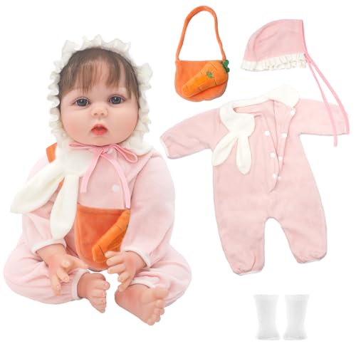 Puppenkleidung Outfits, 50.8-55.9 cm Baby Puppe Kleidung, Süße Baby Puppe Mädchen Jungen Kleidung mit Hut Tasche Socken, Puppenkleidung Zubehör, Baby Puppen Mädchen Jungen Geburtstag Hellrosa Set von Xerteam