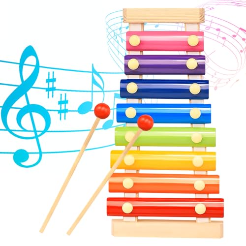 Xylophon für Kinder, Xylophon Holz mit 2 Schlägel, Musikinstrumente für Kinder mit 8 Tönen ab 1 Jahr Pädagogische Entwicklung Spielzeug Geburtstags Geschenk von Xerteam