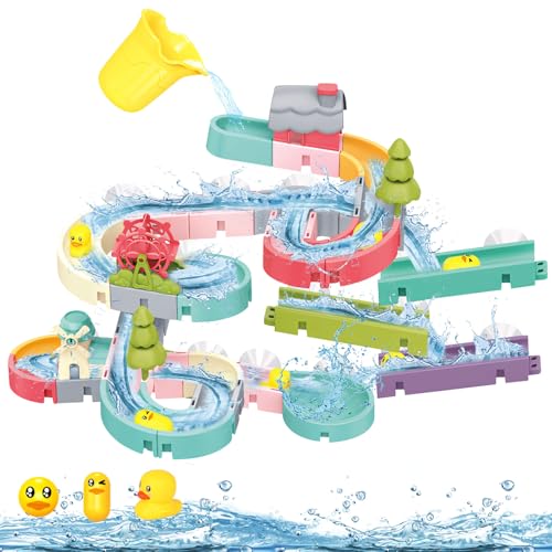 Badewannenspielzeug, Wasserspielzeug Kinder DIY Badespielzeug Baby, Badespielzeug Mit Saugnäpfe Aus Ungiftigem Kunststoffmaterial, Spielzeug Badewanne Bath Toys Geschenk Mädchen Junge Ab 3 (62pcs) von Xevinas