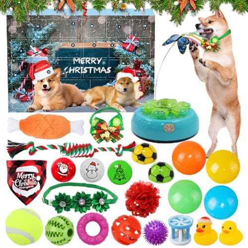 Hunde Adventskalender 2024, 24 Tage Adventskalender 2024 Spielzeug Für Hunde, Interaktives Quietschendes Hundespielzeug Set Hundekalender Weihnachten, Sicher Giftfrei Hunde Weihnachtskalender (B) von Xevinas