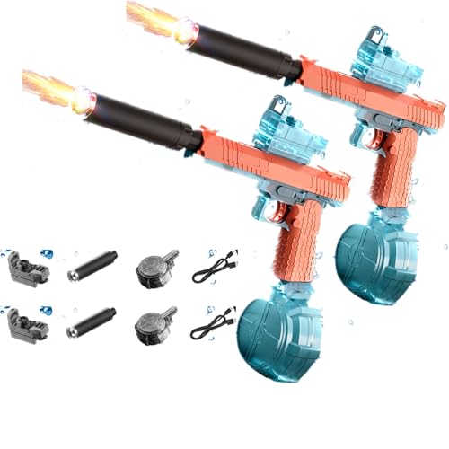 Ultimate Battle Blaster Elektrische Wasserpistole Große Reichweite | Spritzpistole Elektrisch Mit LED Licht Interaktiver Beleuchtung | Spielzeug Wasserpistole Für Kinder Erwachsene (rot*2) von Xevinas