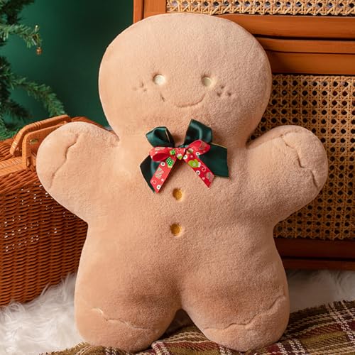 Xevinas Kuscheltier Weihnachten, Kissen Weihnachten Rentier Deko Figuren, Lebkuchenmann Kissen Weihnachtsmann Stofftier Schneemann Weihnachts Kissen, Weicher Weihnachtspuppe Home Deko (F) von Xevinas