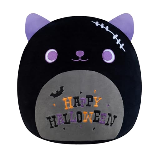 Xfrog Halloween Kuscheltier 10" Weiches Plüschtier Katze Plüsch Kissen Happy Halloween Katze Plüschtier Geschenke für Kinder Mädchen Jungen 25CM von Xfrog