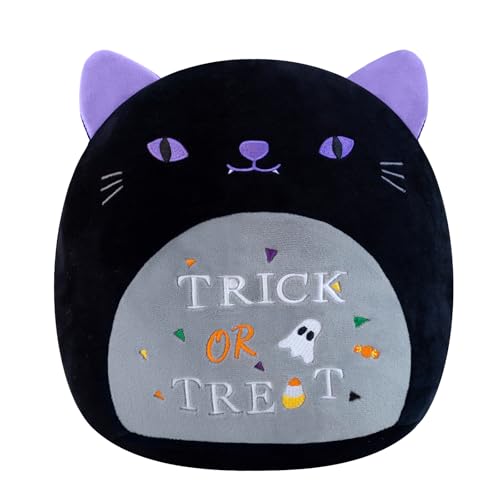 Xfrog Halloween Kuscheltier 10" Weiches Plüschtier Katze Plüsch Kissen Trick or Treat Katze Plüschtier Geschenke für Kinder Mädchen Jungen 25CM von Xfrog