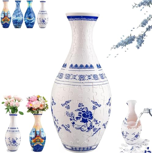 3D-Vasenpuzzles für Erwachsene, 3D-Kunst-Puzzle-Vase, 3D-Puzzle-Vase, Blumenvase, Puzzle-Zubehör, 3D-Puzzle-Blumenvase für Blumenarrangement und Heimdekoration (A) von XiChiu