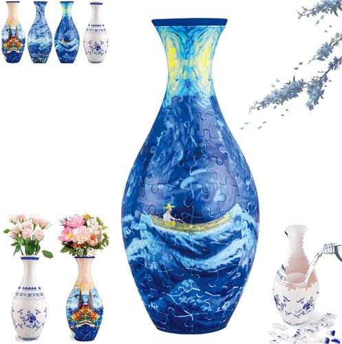 3D-Vasenpuzzles für Erwachsene, 3D-Kunst-Puzzle-Vase, 3D-Puzzle-Vase, Blumenvase, Puzzle-Zubehör, 3D-Puzzle-Blumenvase für Blumenarrangement und Heimdekoration (C) von XiChiu