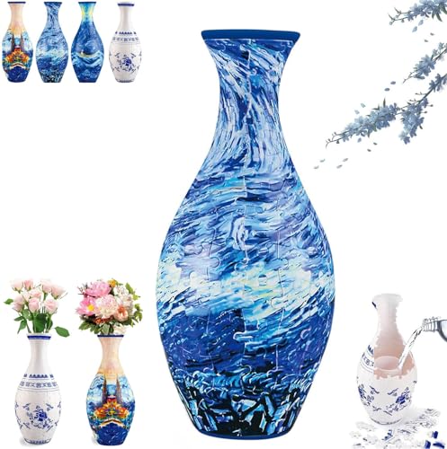 3D-Vasenpuzzles für Erwachsene, 3D-Kunst-Puzzle-Vase, 3D-Puzzle-Vase, Blumenvase, Puzzle-Zubehör, 3D-Puzzle-Blumenvase für Blumenarrangement und Heimdekoration (D) von XiChiu