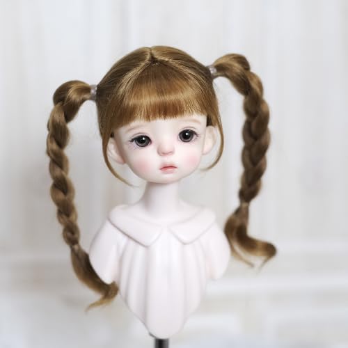 XiDonDon 1/6 BJD SD DD Puppenperücke Weiche Mohairperücke für 6-7 Zoll Kopf 30cm BJD Puppen Spielzeugzubehör (Nur Perücken, Keine Puppe) (Flax Color) von XiDonDon