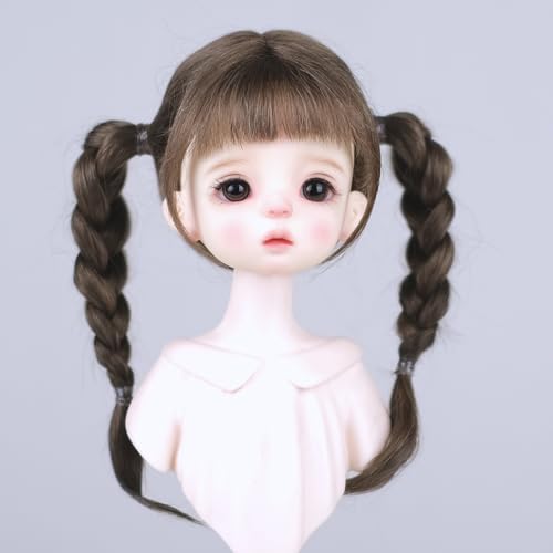 XiDonDon 1/6 BJD SD DD Puppenperücke Weiche Mohairperücke für 6-7 Zoll Kopf 30cm BJD Puppen Spielzeugzubehör (Nur Perücken, Keine Puppe) (Light Brown) von XiDonDon