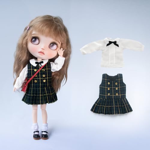 XiDonDon BJD Puppenkleidung Hemd Weste Rock für Blyth Ymy Licca Azones Ob24 Ob27 Puppenzubehör Spielzeug (Set2) von XiDonDon