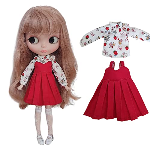 XiDonDon BJD Puppenkleidung Süßes Sommerkleid Shirt für Blyth,Ob24,Licca,Azone BJD Puppenzubehör Kleidung (Red Set) von XiDonDon