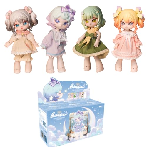 XiDonDon Bonnie Blind Box Puppenfiguren, 1/12 BJD Puppe OB11 Größe Actionfiguren, bewegliche Puppen mit Puppenkleidung Überraschungsgeschenkspielzeug (Starry Night Chapter,Three Boxes) von XiDonDon