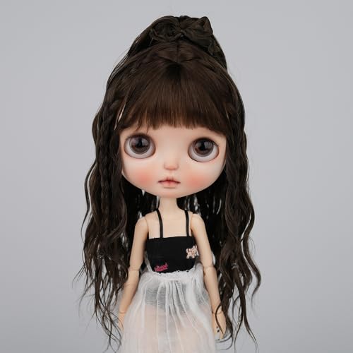 XiDonDon Nur Perücken, handgefertigtes Haar, weiche Mohair-Perücken für Blyth, 24,5–27 cm Kopf, BJD-Puppe, Spielzeugzubehör, Nicht für Menschen (Dark Brown) von XiDonDon