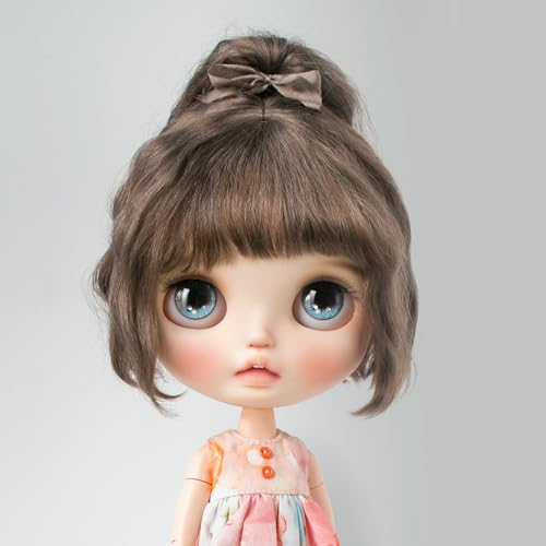 XiDonDon Nur Perücken, handgefertigtes Haar, weiche Mohair-Perücken für Blyth, 24,5–27 cm Kopf, BJD-Puppe, Spielzeugzubehör, Nicht für Menschen (Walnut Brown) von XiDonDon