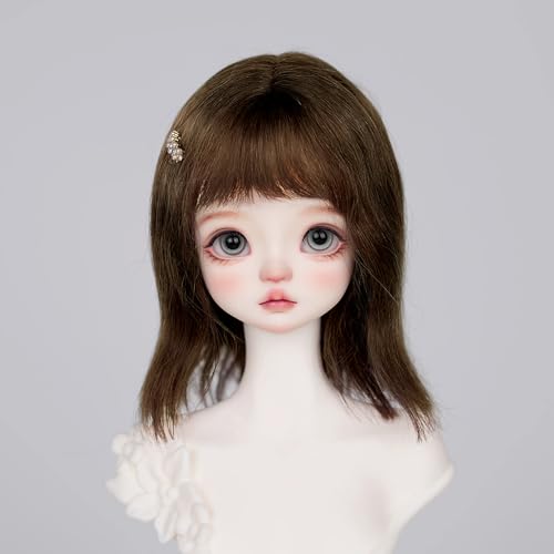 XiDonDon Nur Perücken, weiche Mohair-Perücke für 1/4 1/6 BJD SD DD Puppenperücken, Spielzeugzubehör (Brown,for Head Circumference 6-7 inches) von XiDonDon