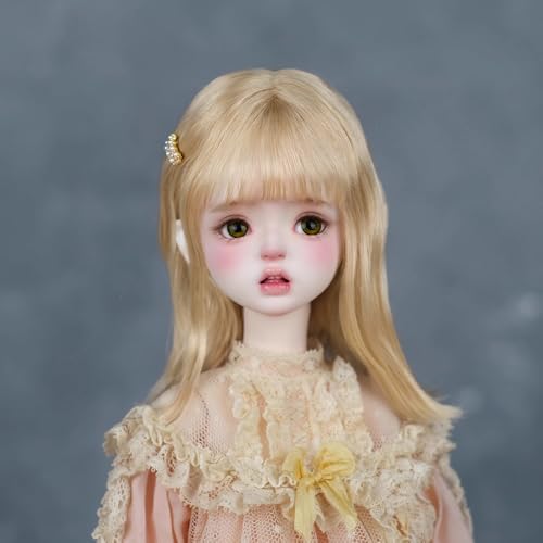 XiDonDon Nur Perücken, weiche Mohair-Perücke für 1/4 1/6 BJD SD DD Puppenperücken, Spielzeugzubehör (Gold,for Head Circumference 6-7 inches) von XiDonDon