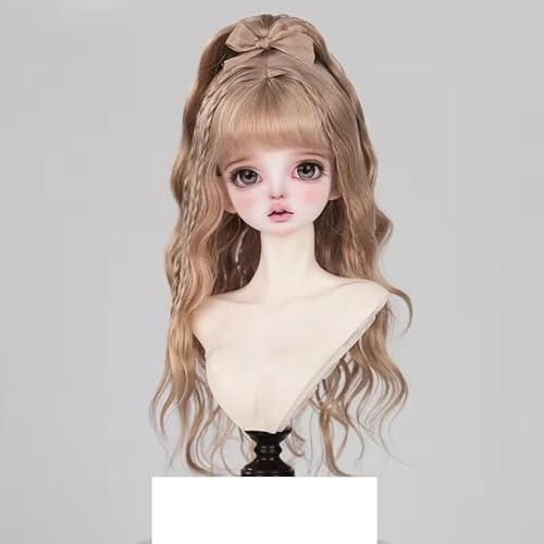 XiDonDon Nur Perücken 1/6 BJD SD DD Puppenperücke Lange weiche Mohairperücke für 6-7 Zoll Kopf 30cm BJD Puppen Spielzeugzubehör Nicht für Menschen (Flax Gold) von XiDonDon