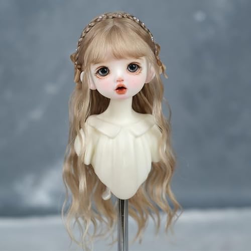 XiDonDon Nur Perücken 1/6 SD DD BJD Puppenperücke Langes Haar für 6-7 Zoll Kopf Handgefertigtes Haar Weiche Mohairperücken Nicht für Menschen (Flax Gold) von XiDonDon