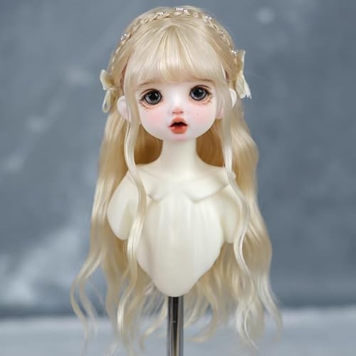 XiDonDon Nur Perücken 1/6 SD DD BJD Puppenperücke Langes Haar für 6-7 Zoll Kopf Handgefertigtes Haar Weiche Mohairperücken Nicht für Menschen (Light Gold) von XiDonDon