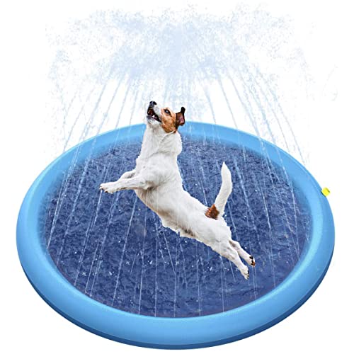 Wassermatte für Hunde, XiXiRan Splash Pad Kinder, Blu 100 * 100cm, Wasserspielmatte mit Sprinkler, Wassersprinkler Kinder Outdoor, Sprinkler Pad Non-Slip, Hundepools, Wasserspritzmatte für Hunde von XiXiRan