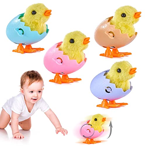 XiXiRan Ostern Aufzieh Huhn Spielzeug, 6 Stück Huhn Spielzeug Geschenk Geht für Kleine Junge Und Mädchen, Osterdeko Küken, küken Spielzeug Oster, Osterkorb Füllstoffe (Eierschale Küken) von XiXiRan