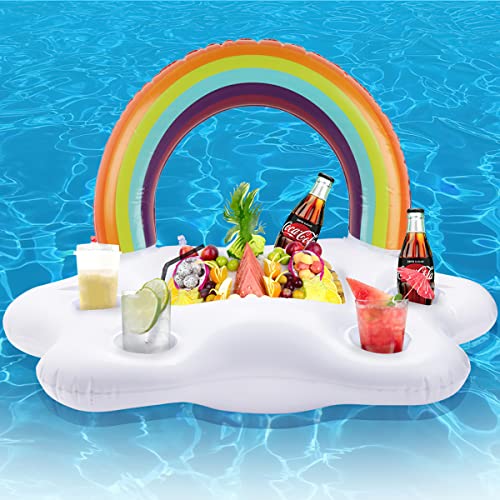 XiXiRan Getränkehalter Pool, Regenbogen Aufblasbare Regenbogen Getränkehalter, Schwimmender Getränkehalter, Poolbar Aufblasbar, Pool getränkehalter für Pool, Cocktailhalter, Bierhalter, Becher von XiXiRan