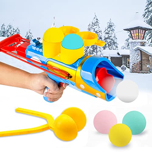 XiXiRan Schneeball Kanone Spielzeug, Schneeballpistole, Schneeball Blaster, Schneeball Kämpfe Spielzeug, Schneeballkampf-Impaktor mit Griff, Outdoor-Schneeballpistole Spielzeug mit Clip+3 Softball von XiXiRan