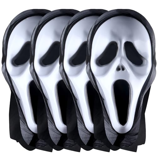 XiangJunly 4 Pcs Guy Mask, Halloween Costume Cosplay Party Mask, Anonymous Mask, Adults Unisex Carnival Mask for Halloween Cosplay Party Gifts von XiangJunly