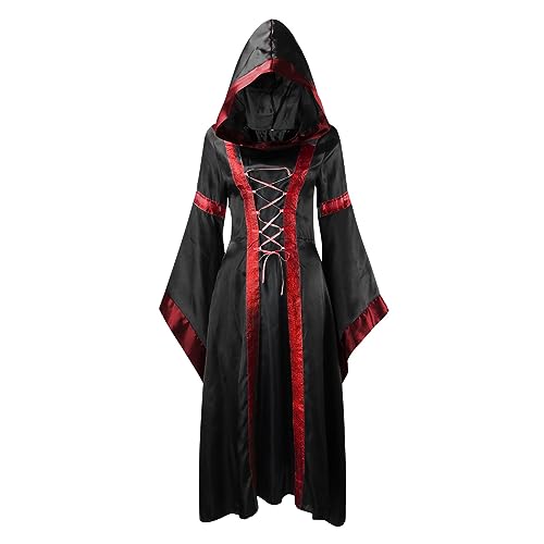 Xiangdanful Mittelalter Bluse Damen Halloween Kostüm Kleid Kostüme Viktorianisches Gothic Kurz Kleidung Cosplay Hexenkostüm Wikinger Schuhe Set Kleider Feenkleid von Xiangdanful