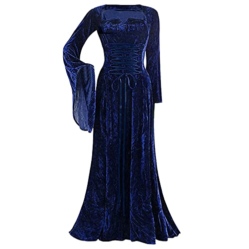 Xiangdanful Mittelalter Bluse Damen Halloween Kostüm Wikinger Kleid Gothic Große Größen Kostüme Set Kleider Viktorianisches Kleidung Kurz Faschingskostüme Cosplay Mittelalterkleid Feenkleid von Xiangdanful