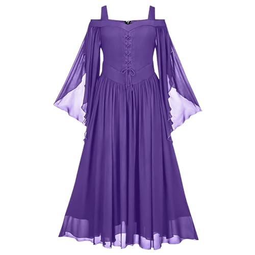 Xiangdanful Mittelalter Kleid Damen Gothic Traditionelles irisches Kleid für Damen Renaissance Cosplay Kostüm Karneval mit Trompetenärmel Wikinger Kleidung Damen Party Halloween Kostüm von Xiangdanful