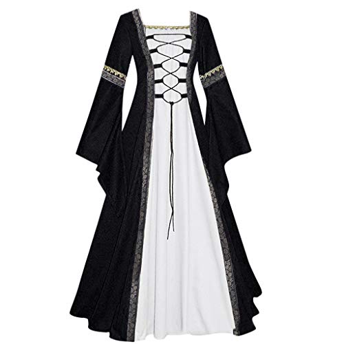 Xiangdanful Rapunzel Kostüm Damen Gothic Kleidung Viktorianisches Kleid Kurzarm Cosplay Wikinger Halloween Feenkleid Kurz Mittelalterkleid Mittelalter Kostüme Set Hexenkostüm Kleider von Xiangdanful