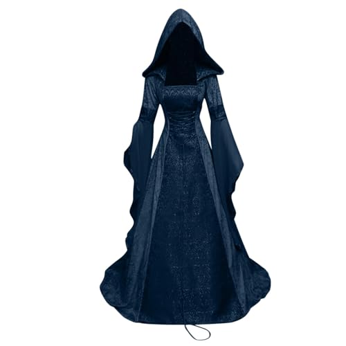 Xiangdanful Wikinger Kostüm Damen Mittelalter Hexenkostüm Kleid Viktorianisches Gothic Set Kostüme Große Größen Kleidung Cosplay Renaissance Feenkleid Kleider von Xiangdanful