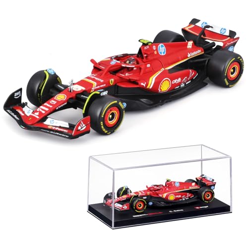 Xiangtat 1/43 Ferrarii SF24 F1 Auto Modell 2024 Saison 16# Charles Leclerc F1 SF24 55# Carlos Sainz Alloy Car Druckguss Auto Modell Fahrzeug Druckguss Formel (SF24 55# W/Driver) von Xiangtat