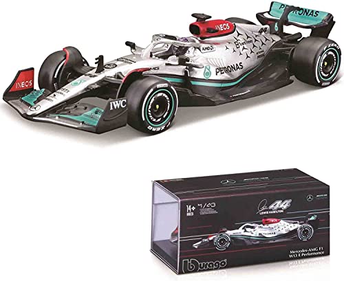 Xiangtat Bburago 1:43 2022 F1 Mercedes-AMG W13#44 Lewis Hamilton Legierung Spielzeug Auto Modell Super Formel Druckguss Modell (2022 W13#44 W/Helm) von Xiangtat