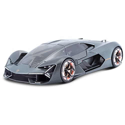 Xiangtat Modellauto für Lamborghini Terzo Millennio Limettengrün mit schwarzem Oberteil und Carbon-Akzenten 1/24 Druckguss Modellauto (Grau) von Xiangtat