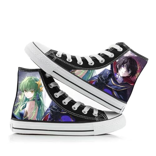 Xianyuee Anime Canvas Shoes Code High Top Unisex Schuhe Geass Lelouch of the Rebellion Merch CC/LL Figure Printed Canvas Schnür Schuhe Turnschuhe Casual von Xianyuee