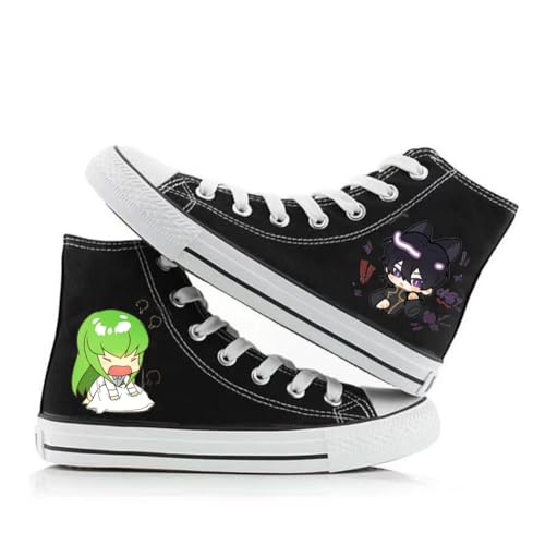 Xianyuee Anime Canvas Shoes Code High Top Unisex Schuhe Geass Lelouch of the Rebellion Merch CC/LL Figure Printed Canvas Schnür Schuhe Turnschuhe Casual von Xianyuee