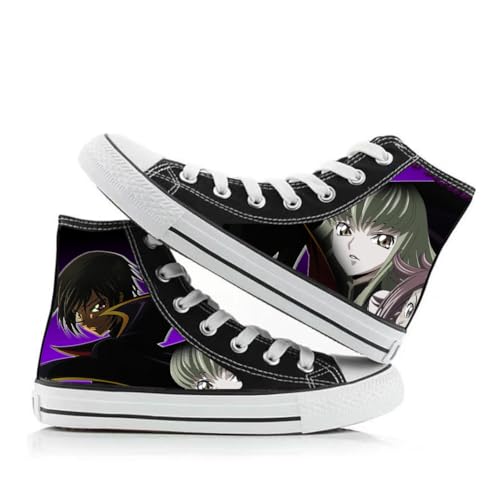 Xianyuee Anime Canvas Shoes Code High Top Unisex Schuhe Geass Lelouch of the Rebellion Merch CC/LL Figure Printed Canvas Schnür Schuhe Turnschuhe Casual von Xianyuee