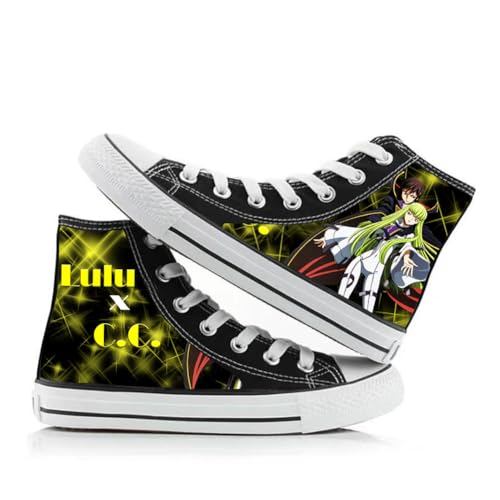 Xianyuee Anime Canvas Shoes Code High Top Unisex Schuhe Geass Lelouch of the Rebellion Merch CC/LL Figure Printed Canvas Schnür Schuhe Turnschuhe Casual von Xianyuee