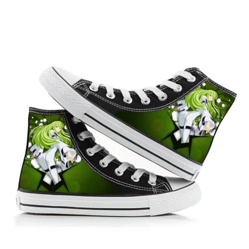 Xianyuee Anime Canvas Shoes Code High Top Unisex Schuhe Geass Lelouch of the Rebellion Merch CC/LL Figure Printed Canvas Schnür Schuhe Turnschuhe Casual von Xianyuee