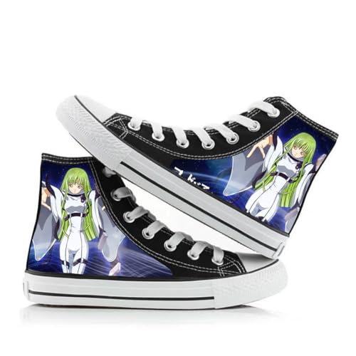 Xianyuee Anime Canvas Shoes Code High Top Unisex Schuhe Geass Lelouch of the Rebellion Merch CC/LL Figure Printed Canvas Schnür Schuhe Turnschuhe Casual von Xianyuee