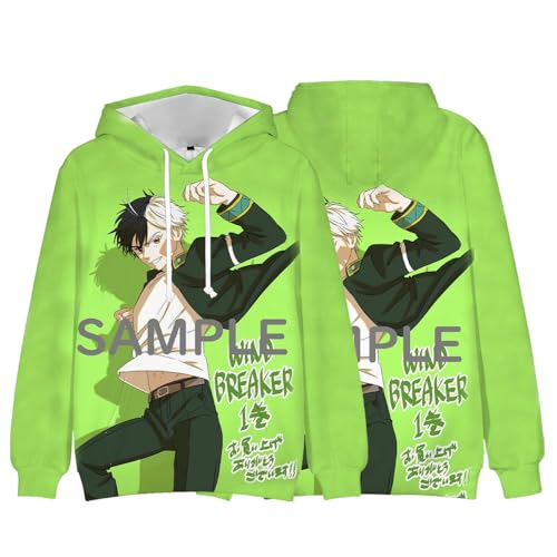 Xianyuee Anime Hoodie Wind Breaker Merch Sweatshirt Wind Breaker Cosplay Tops Anime Charaktere Printed Kapuzenpullover Pullover Langarm Lose von Xianyuee