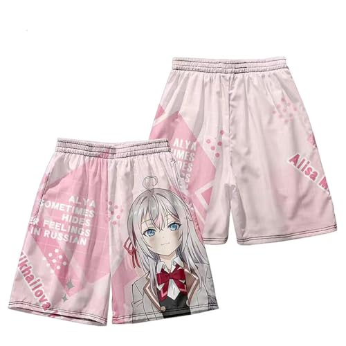 Xianyuee Anime T-Shirt und Shorts Hose Suo Yuki Alisa/Maria Mikhailova Kujou Figur Print Casual Loose Sport Laufen Strand Schwimmen Basketball von Xianyuee