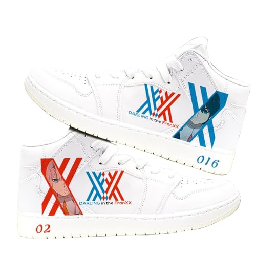 Xianyuee Anime Weiße Schuhe Darling in the Franxx Printed High Top Unisex Schuhe Darling in the Franxx Merch PU-Leder Schnür Schuhe Turnschuhe Casual von Xianyuee