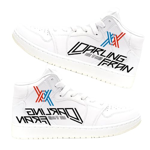 Xianyuee Anime Weiße Schuhe Darling in the Franxx Printed High Top Unisex Schuhe Darling in the Franxx Merch PU-Leder Schnür Schuhe Turnschuhe Casual von Xianyuee