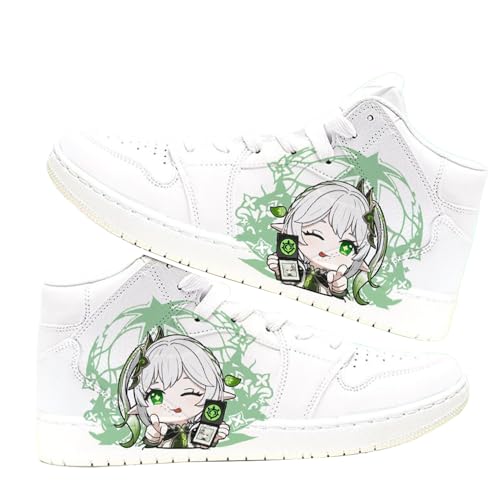 Xianyuee Anime Weiße Schuhe Printed High Top Unisex Schuhe Kamisato Ayaka/Yae Miko Merch PU-Leder Schnür Schuhe Turnschuhe Casual von Xianyuee